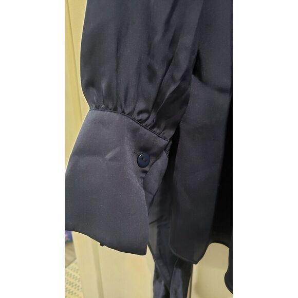 Estelle Ryder Wrap Shirt Blouse 3X 20W Button Front Collared Navy Blue NWT - Picture 9 of 12